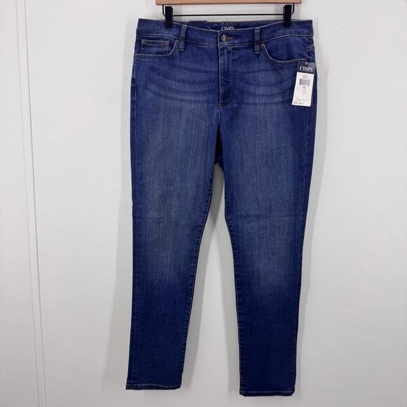 NWT Chaps Womens' Daniella Slim Leg Slimming Fit Denim Jeans Blue sz 12 Casual - Picture 1 of 9